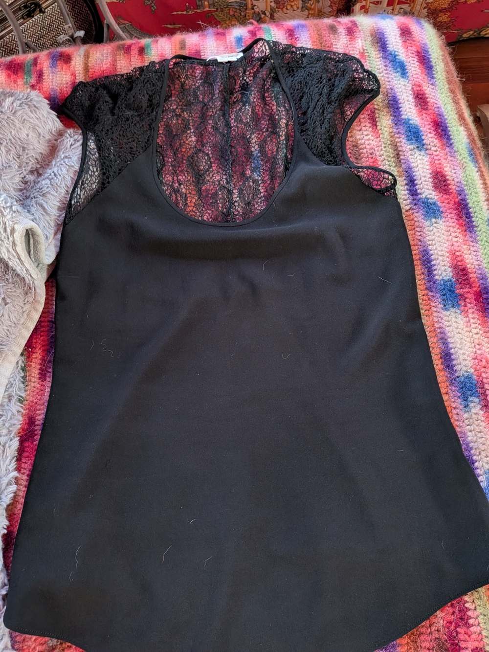 Helmut Lang Black Lace-Back Sleeveless Top